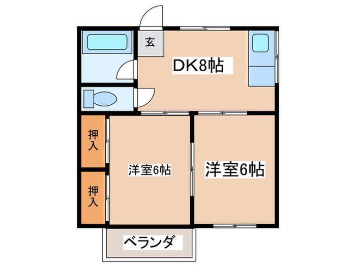 第一綾西ハイツ(2DK/1階)の間取り写真