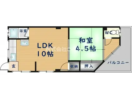 稲田シャトークワジマ(1LDK/3階)の間取り写真