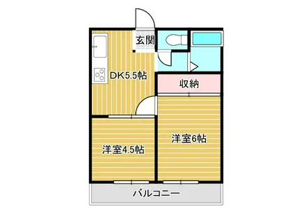 重岡ハイツ(2DK/1階)の間取り写真