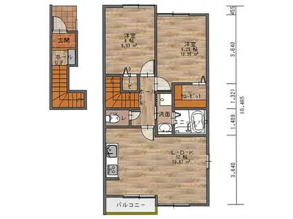 シェモア B棟(2DK/2階)の間取り写真