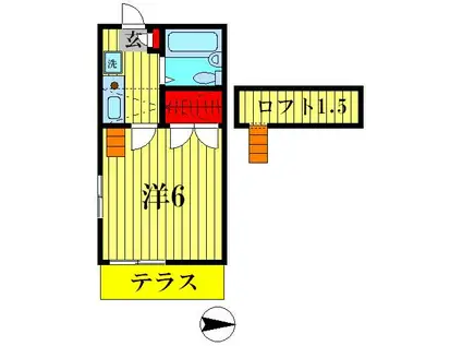 ジュネパレス新松戸第53(1K/2階)の間取り写真