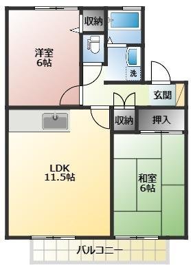 ハイツ青葉(2LDK/2階)の間取り写真
