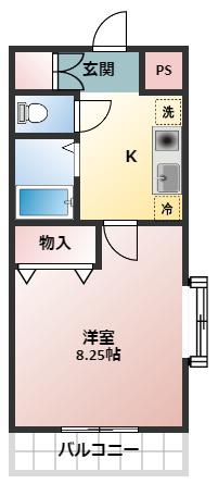 クレアトゥール松乃(1K/2階)の間取り写真