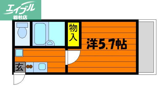 さんさん館 C(1K/1階)の間取り写真