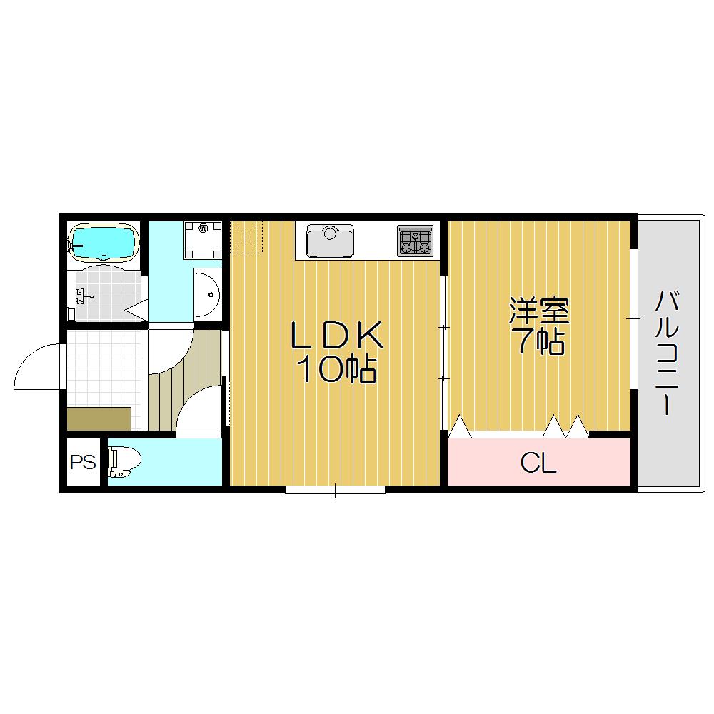 アジュール(1LDK/1階)の間取り写真
