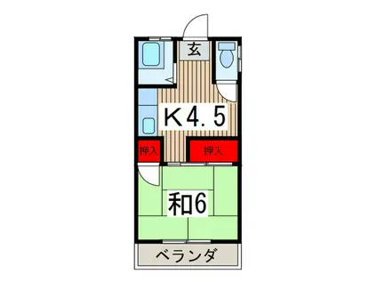 コーポひろせ(1K/2階)の間取り写真
