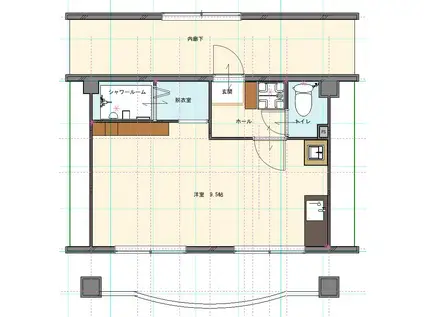 HABITAT(ワンルーム/2階)の間取り写真