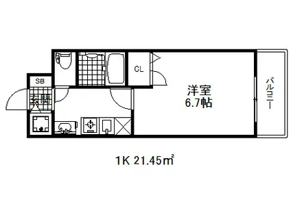 スワンズ神戸三宮イースト(1K/5階)の間取り写真