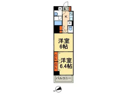日神デュオステージ浅草三筋(2K/4階)の間取り写真