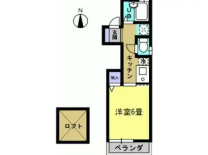 ＪＲ総武線 市川駅 徒歩8分 2階建 築29年(1K/2階)の間取り写真