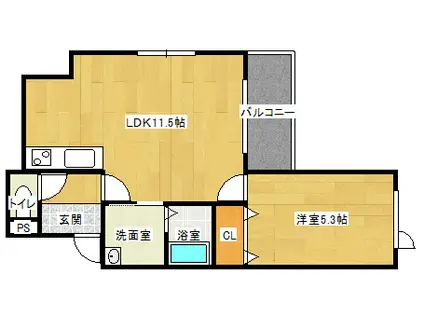 拓勇東町8丁目アパート(1LDK/1階)の間取り写真