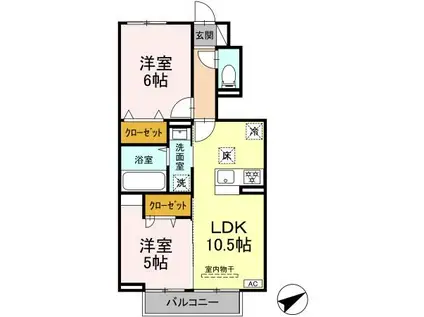 VILLA LUMINOUS SHONANDAI(2LDK/1階)の間取り写真