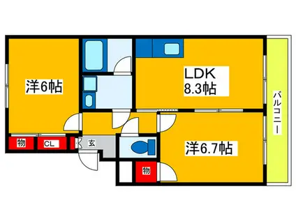 SUNCTY HIKOTA A-1(2LDK/1階)の間取り写真