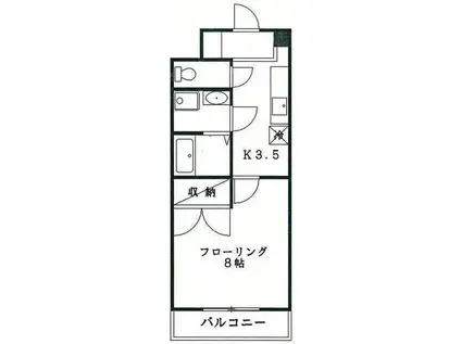 ファミーユ小松島(1K/4階)の間取り写真
