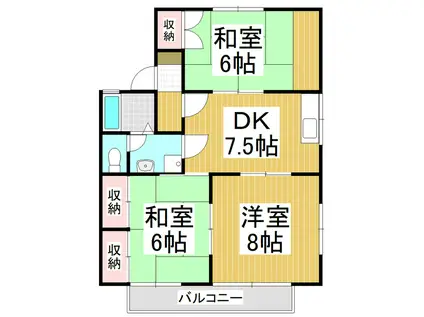 クレストファイブE(3DK/1階)の間取り写真