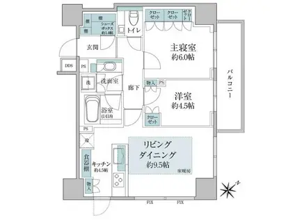 PARK COURT AKASAKA-SAKURAZAKA(2LDK/11階)の間取り写真