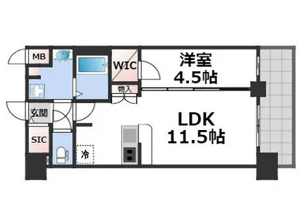 プレサンス大正フレンジ(1LDK/14階)の間取り写真