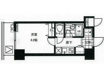 レジディア文京本郷Ⅱ(1K/6階)の間取り写真