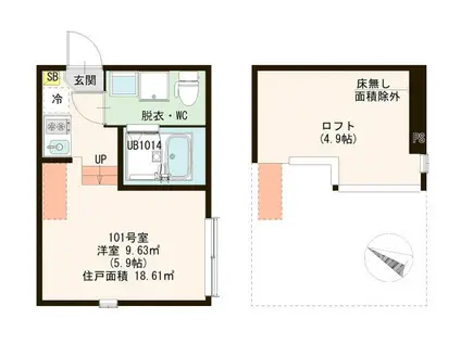 中川四丁目2 DESIGNER SAPARTMENT(ワンルーム/1階)の間取り写真