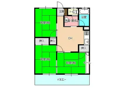 第2高木ビル(3DK/3階)の間取り写真