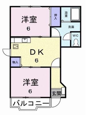 レジデンス淡路B(2DK/1階)の間取り写真