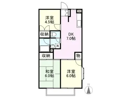 ホワイトグリーンA・B(3DK/2階)の間取り写真