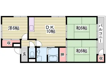 プレアール状ヶ池A(3DK/2階)の間取り写真