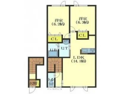 ネストインK(2LDK/2階)の間取り写真