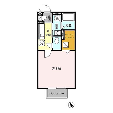 ドルフ花みずきK(1K/1階)の間取り写真