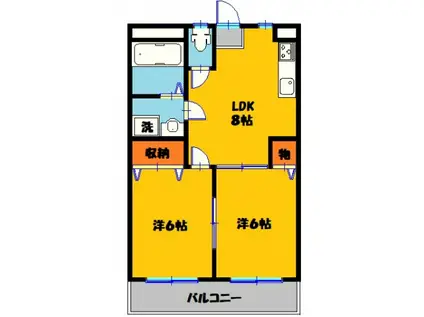 グリーンマンション細谷(2LDK/3階)の間取り写真