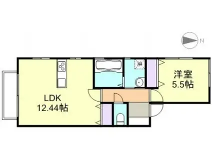 アルカンジュ四十瀬II(1LDK/1階)の間取り写真