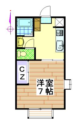 ライラックMI B(1K/1階)の間取り写真