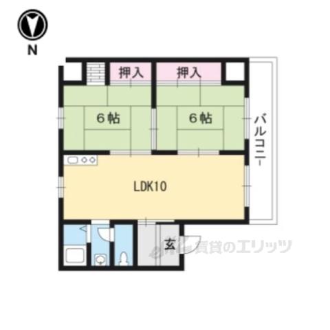 ヴィラアサダ(2LDK/1階)の間取り写真