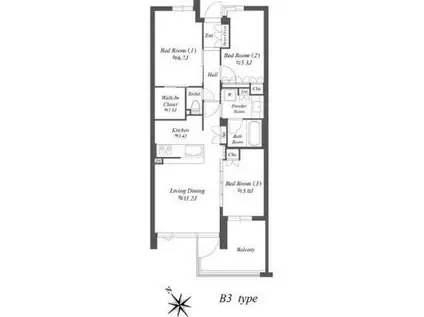 ザ・ケンジントン・レジデンス上池台(3LDK/2階)の間取り写真