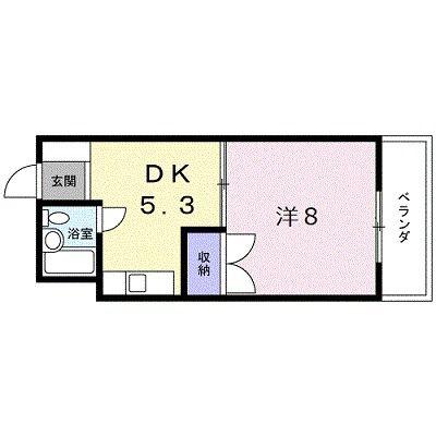 グリーンハイツ(1DK/2階)の間取り写真
