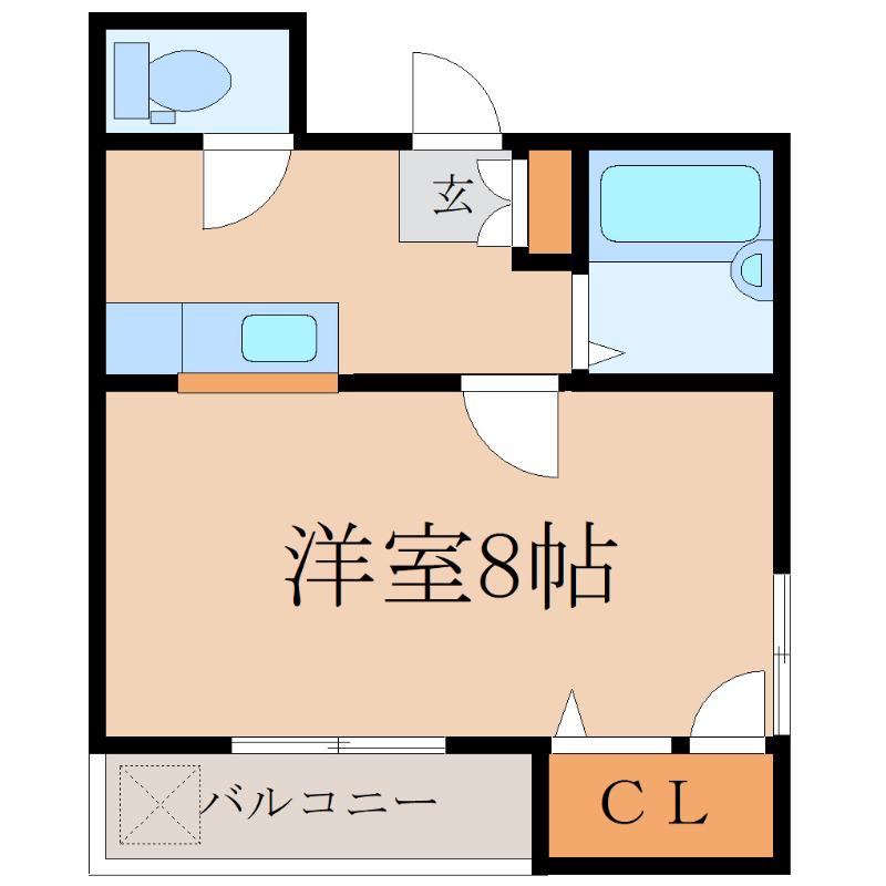 エスポワール華(1K/2階)の間取り写真