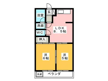 エポックハイムけんせい B(2DK/1階)の間取り写真