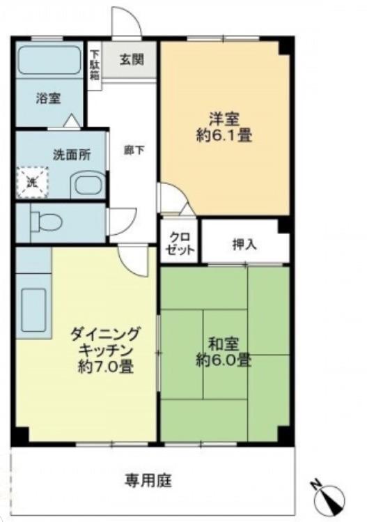 フォブール本大(2DK/1階)の間取り写真