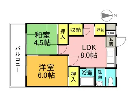 沓水ビル(2DK/2階)の間取り写真