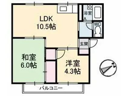 プレジール梶谷(2LDK/2階)の間取り写真
