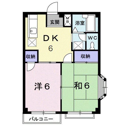 フランボワーズB(2DK/2階)の間取り写真
