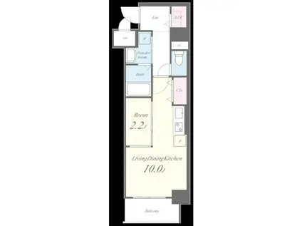 ライフプラン赤坂(1LDK/8階)の間取り写真