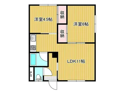 児島マンション(2LDK/1階)の間取り写真