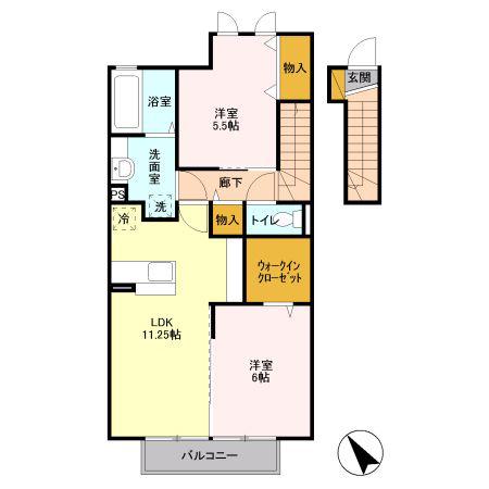 サニーヒルズ(2LDK/2階)の間取り写真
