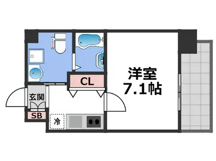 JPレジデンス大阪城東II(1K/2階)の間取り写真