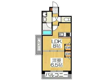 コンフォーレ栗栖野(1LDK/6階)の間取り写真