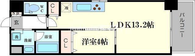 ラフェスタ真田山(1LDK/1階)の間取り写真
