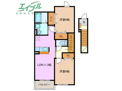 ステラK・II(2LDK/2階)の間取り写真