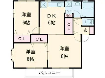 ファミーユ上飯田II番館(3DK/2階)の間取り写真
