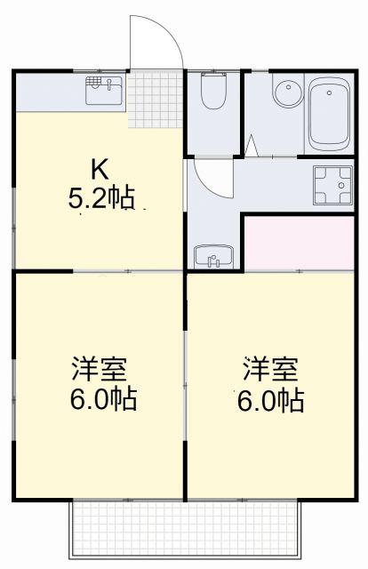 メゾン上道(2K/2階)の間取り写真